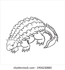 ANQUILOSSAURO. prehistoric dinosaurs. Fossil animals in contour style. Coloring book for children and adults. Art therapy. design for wallpaper. Vector illustration on a white background.