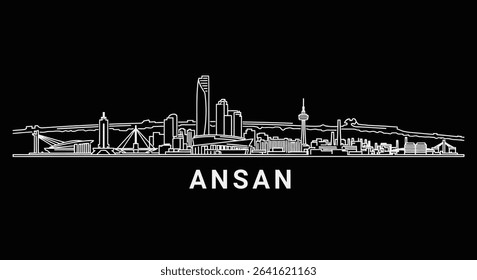Ansan with South Korea Skyline Silhouette, and Minimalist.
