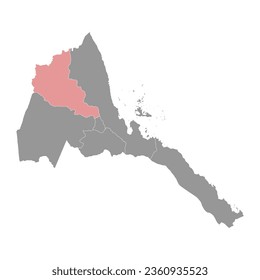 Anseba region map, administrative division of Eritrea. Vector illustration.