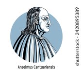 Anselmus Cantuariensis - Catholic theologian, medieval philosopher, Archbishop of Canterbury Hand drawn vector illustration