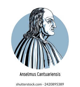 Anselmus Cantuariensis - Catholic theologian, medieval philosopher, Archbishop of Canterbury Hand drawn vector illustration