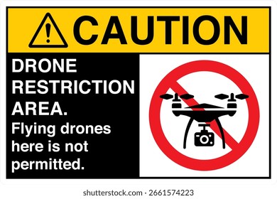ANSI Precaución Área de restricción de drones No está permitido volar drones aquí