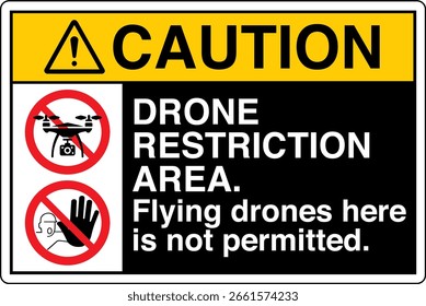 ANSI Vorsicht Drohne Restriction Area Flying Drohnen Hier ist nicht erlaubt