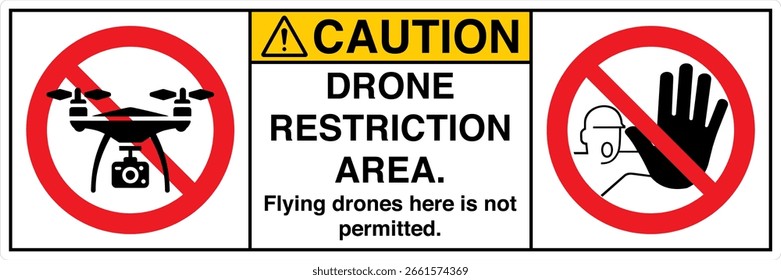 ANSI Vorsicht Drohne Restriction Area Flying Drohnen Hier ist nicht erlaubt