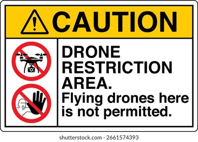 ANSI Precaución Área de restricción de drones No está permitido volar drones aquí