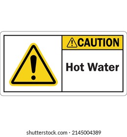 ANSI Caution Label Hot Water With Exclamation Mark Symbol (LB-2640)