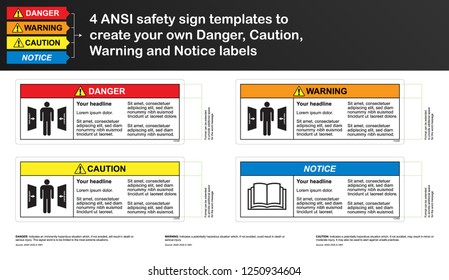 ANSI safety sign template to create your own Danger, Caution, Warning and Notice labels