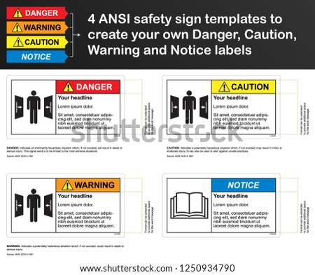 ANSI safety sign template to create your own Danger, Caution, Warning and Notice labels