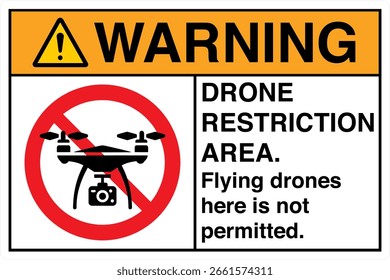 Drones voadores da área de restrição de drones de aviso ANSI aqui não é permitido
