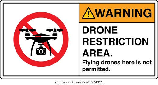 ANSI Warning Drone Restriction Area Flying Drones Here is Not Permitted