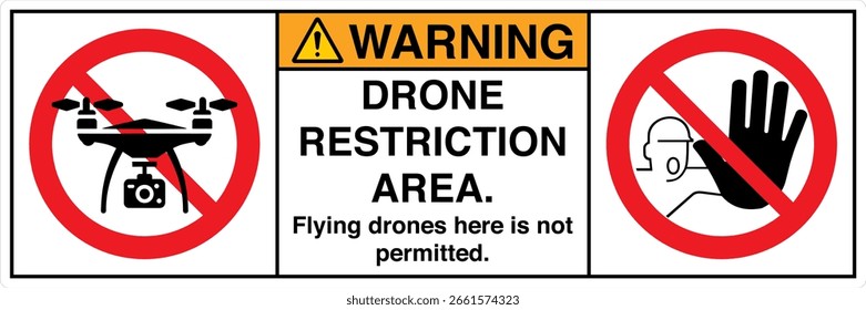 ANSI Advertencia Área de restricción de drones No está permitido volar drones aquí