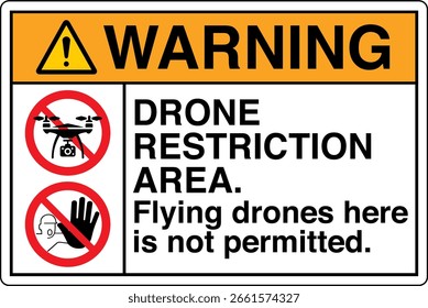 Drones voadores da área de restrição de drones de aviso ANSI aqui não é permitido