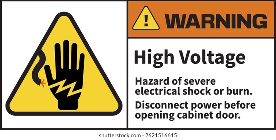 ANSI Warning Label High Voltage and Severe Electrical Hazard – Disconnect Power Before Opening
