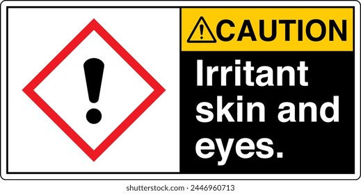 ANSI Z535 CAUTION GHS Chemicals Label and Hazard Irritant skin and eyes Landscape Black 03