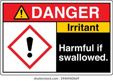 ANSI Z535 DANGER GHS Chemicals Label and Hazard Irritant Harmful If Swallowed Landscape Black 02