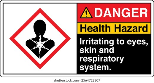 ANSI Z535 GHS Chemicals Label Danger Health Hazard Irritating to Eyes Skin and Respiratory System Black