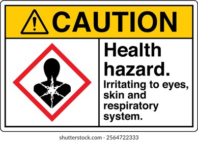 ANSI Z535 GHS Chemicals Label Warning Health Hazard Irritating to Eyes Skin and Respiratory System White