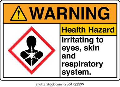 ANSI Z535 GHS Chemicals Label Warning Health Hazard Irritating to Eyes Skin and Respiratory System White