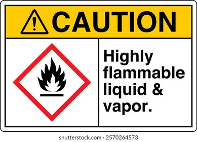 ANSI Z535 GHS Chemicals Label Caution Highly Flammable Liquid and Vapor Horizontal White