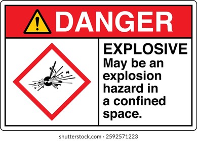 ANSI Z535 GHS chemicals label danger explosive may be an explosion hazard in a confined space horizontal white