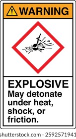 ANSI Z535 GHS chemicals label explosive may detonate under heat shock or friction