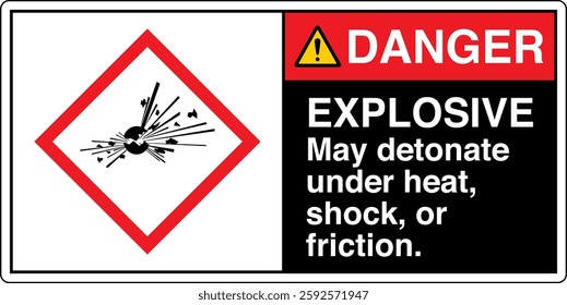 ANSI Z535 GHS chemicals label explosive may detonate under heat shock or friction