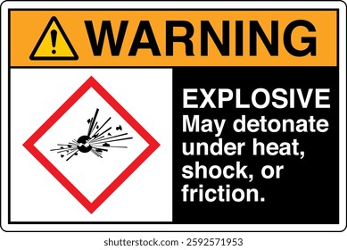 ANSI Z535 GHS chemicals label explosive may detonate under heat shock or friction