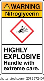 ANSI Z535 GHS chemicals label nitroglycerin highly explosive handle with extreme care