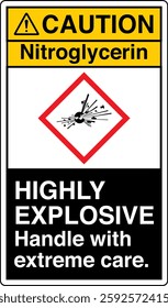 ANSI Z535 GHS chemicals label nitroglycerin highly explosive handle with extreme care