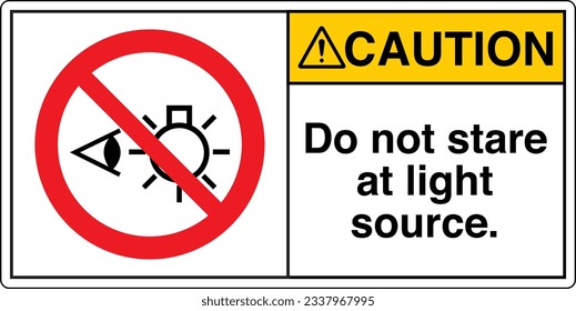 ANSI Z535 Safety Sign Marking Label Symbol Pictogram Standards Caution Do not stare at light source with text landscape type 2.
