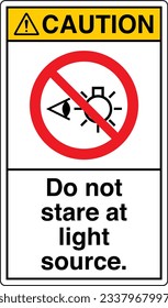 ANSI Z535 Safety Sign Marking Label Symbol Pictogram Standards caution Do not stare at light source with text portrait.