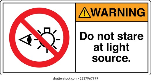 ANSI Z535 Safety Sign Marking Label Symbol Pictogram Standards Warning Do not stare at light source with text landscape type 2.