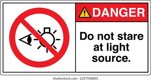 ANSI Z535 Safety Sign Marking Label Symbol Pictogram Standards danger Do not stare at light source with text landscape type 2.