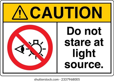 ANSI Z535 Safety Sign Marking Label Symbol Pictogram Standards Caution Do not stare at light source with text landscape.