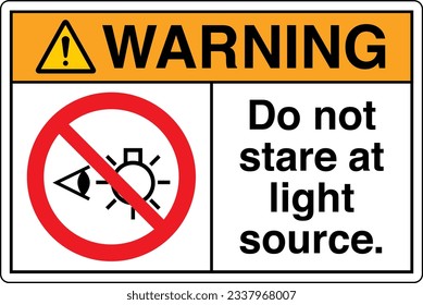 ANSI Z535 Safety Sign Marking Label Symbol Pictogram Standards Warning Do not stare at light source with text landscape.