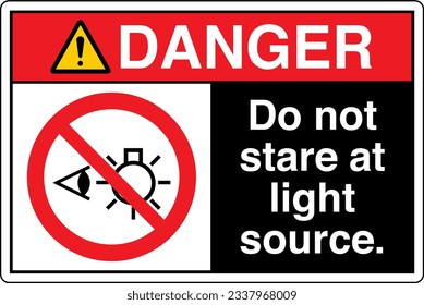 ANSI Z535 Safety Sign Marking Label Symbol Pictogram Standards danger Do not stare at light source with text landscape black.