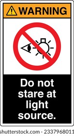 ANSI Z535 Safety Sign Marking Label Symbol Pictogram Standards warning Do not stare at light source with text portrait black.