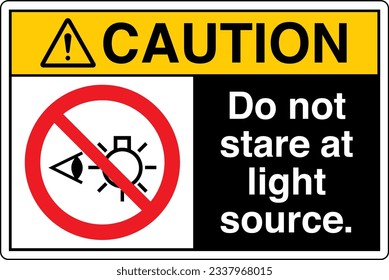 ANSI Z535 Safety Sign Marking Label Symbol Pictogram Standards Caution Do not stare at light source with text landscape black.