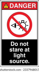 ANSI Z535 Safety Sign Marking Label Symbol Pictogram Standards danger Do not stare at light source with text portrait black.