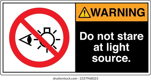 ANSI Z535 Safety Sign Marking Label Symbol Pictogram Standards Warning Do not stare at light source with text landscape black type 2.