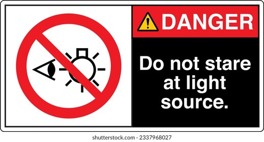 ANSI Z535 Safety Sign Marking Label Symbol Pictogram Standards danger Do not stare at light source with text landscape black type 2.