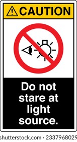 ANSI Z535 Safety Sign Marking Label Symbol Pictogram Standards caution Do not stare at light source with text portrait black.