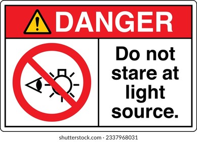 ANSI Z535 Safety Sign Marking Label Symbol Pictogram Standards danger Do not stare at light source with text landscape.