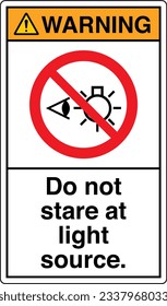 ANSI Z535 Safety Sign Marking Label Symbol Pictogram Standards warning Do not stare at light source with text portrait.