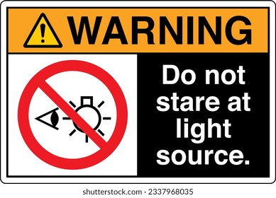 ANSI Z535 Safety Sign Marking Label Symbol Pictogram Standards Warning Do not stare at light source with text landscape black.