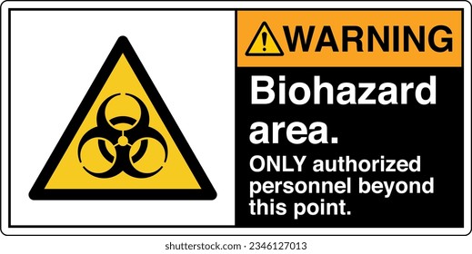 ANSI Z535 Safety Sign Marking Label Symbol Pictogram Standards Warning Biohazard area ONLY authorized personnel beyond this point with text landscape black 2.