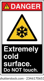 ANSI Z535 Safety Sign Marking Label Symbol Pictogram Standards Danger Extremely cold surface Do NOT touch with text portrait black.