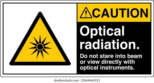 ANSI Z535 Sicherheitskennzeichnung Symbol Piktogramm-Normen Vorsicht Optische Strahlung startet nicht direkt mit optischen Instrumenten in Schwarz 02.