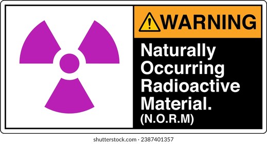 ANSI Z535 Safety Sign Marking Label Symbol Pictogram Standards Warning Naturally Occurring Radioactive Material NORM with text landscape black 02.