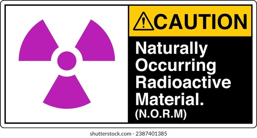 ANSI Z535 Safety Sign Label Symbol Symbol Piktogramm Standards Vorsicht Naturally Occurring Radioactive Material NORM mit Textlandschaft schwarz 02.